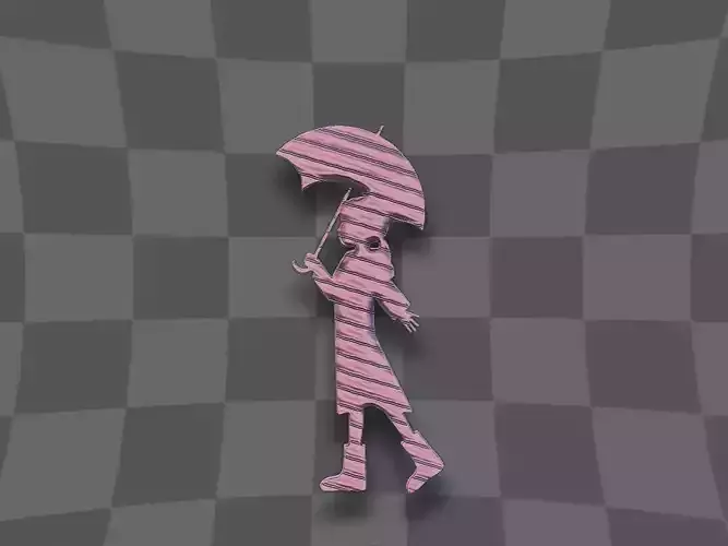 Girl with umbrella 3D print model