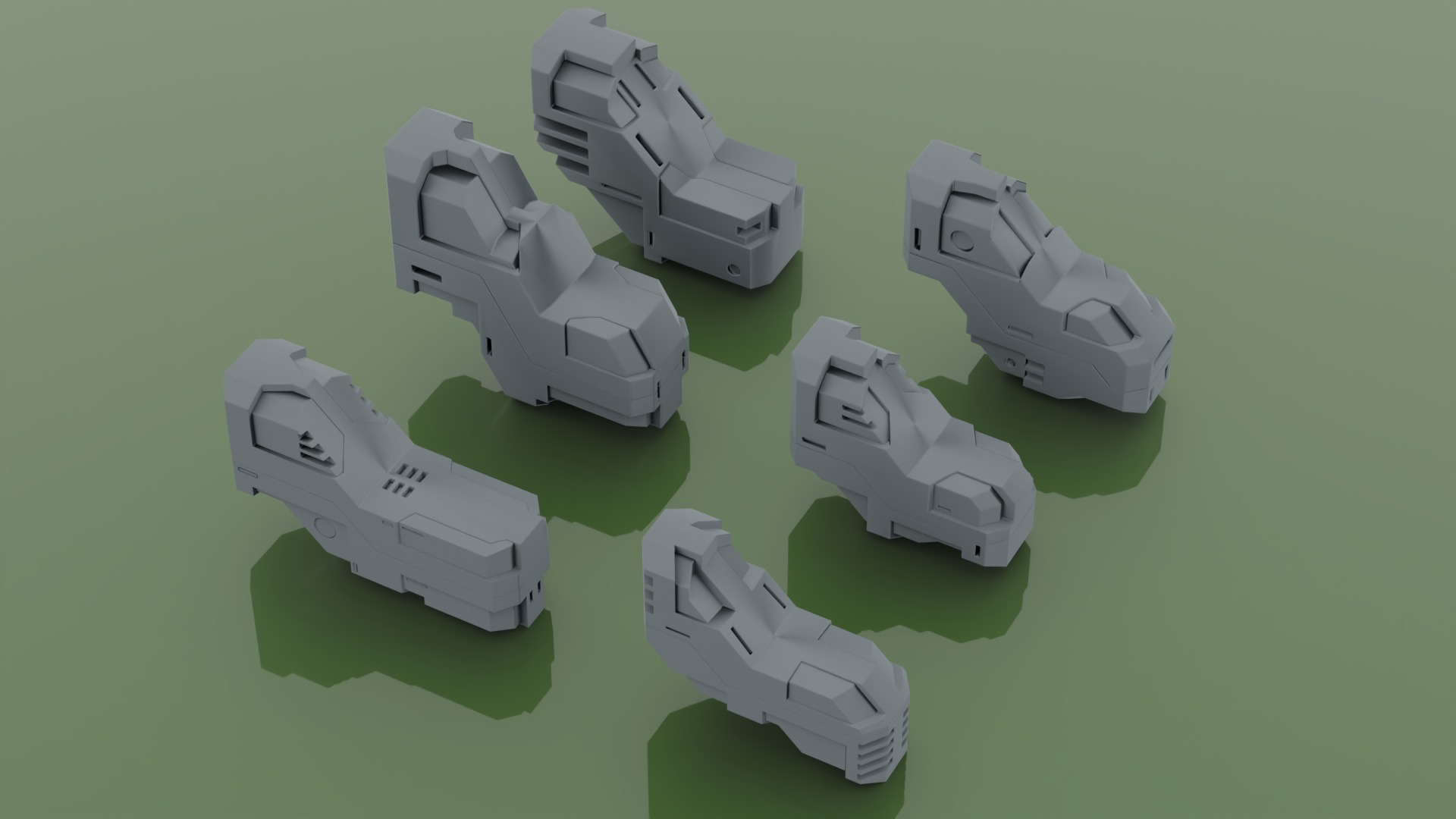 130 Space vehicle Hard Surface Kitbash Set Low-poly 3D model_6