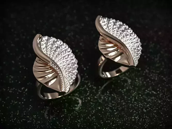Ring and earrings set with leaf design