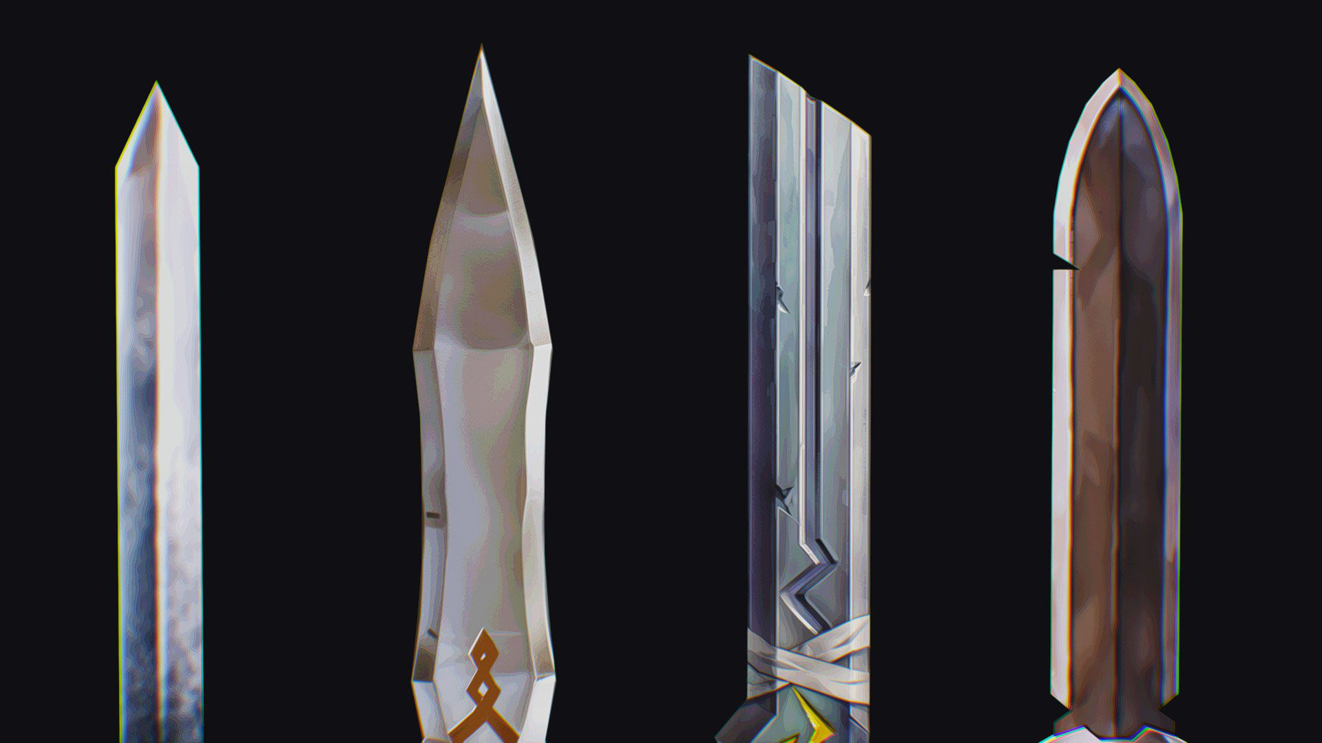 Sword Edged Weapon Two Handed Medieval Melee Knife Iron Blade Low-poly 3D model_8