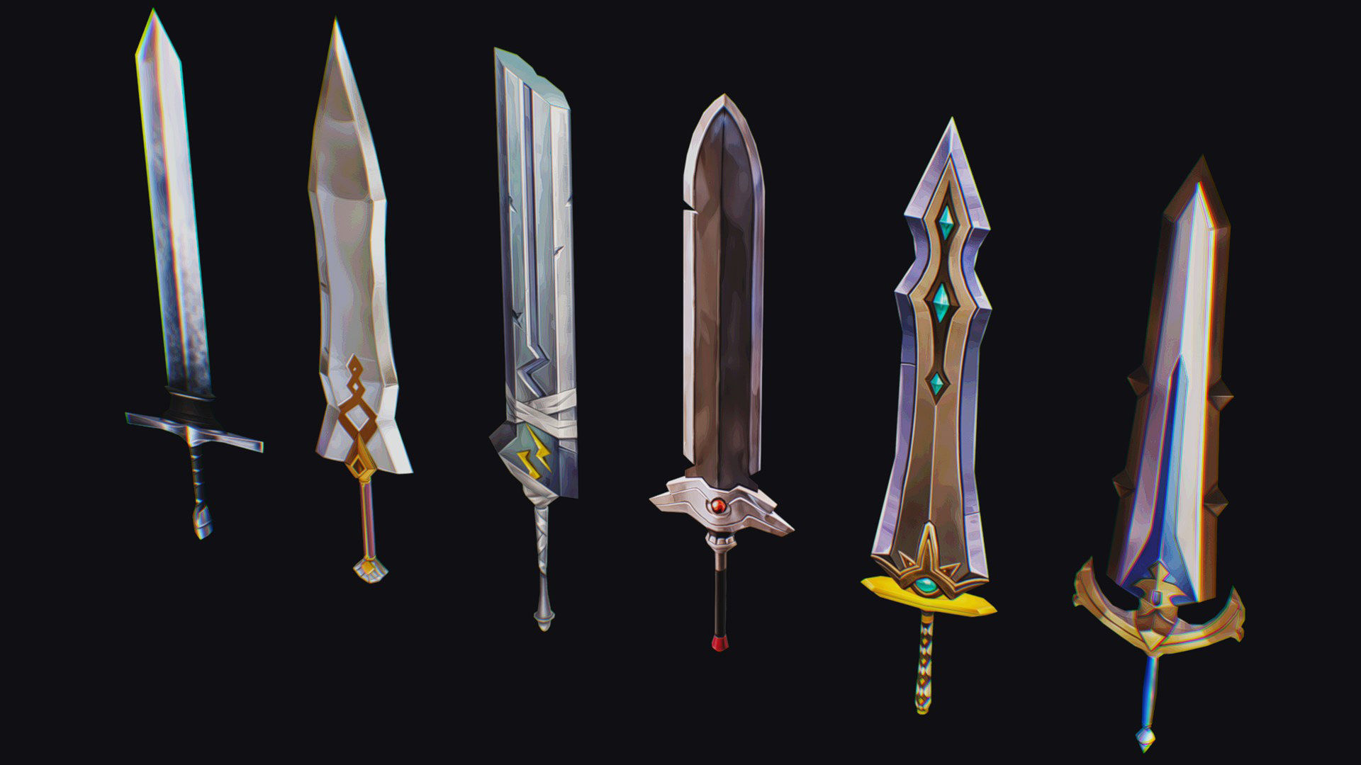 Sword Edged Weapon Two Handed Medieval Melee Knife Iron Blade Low-poly 3D model_3