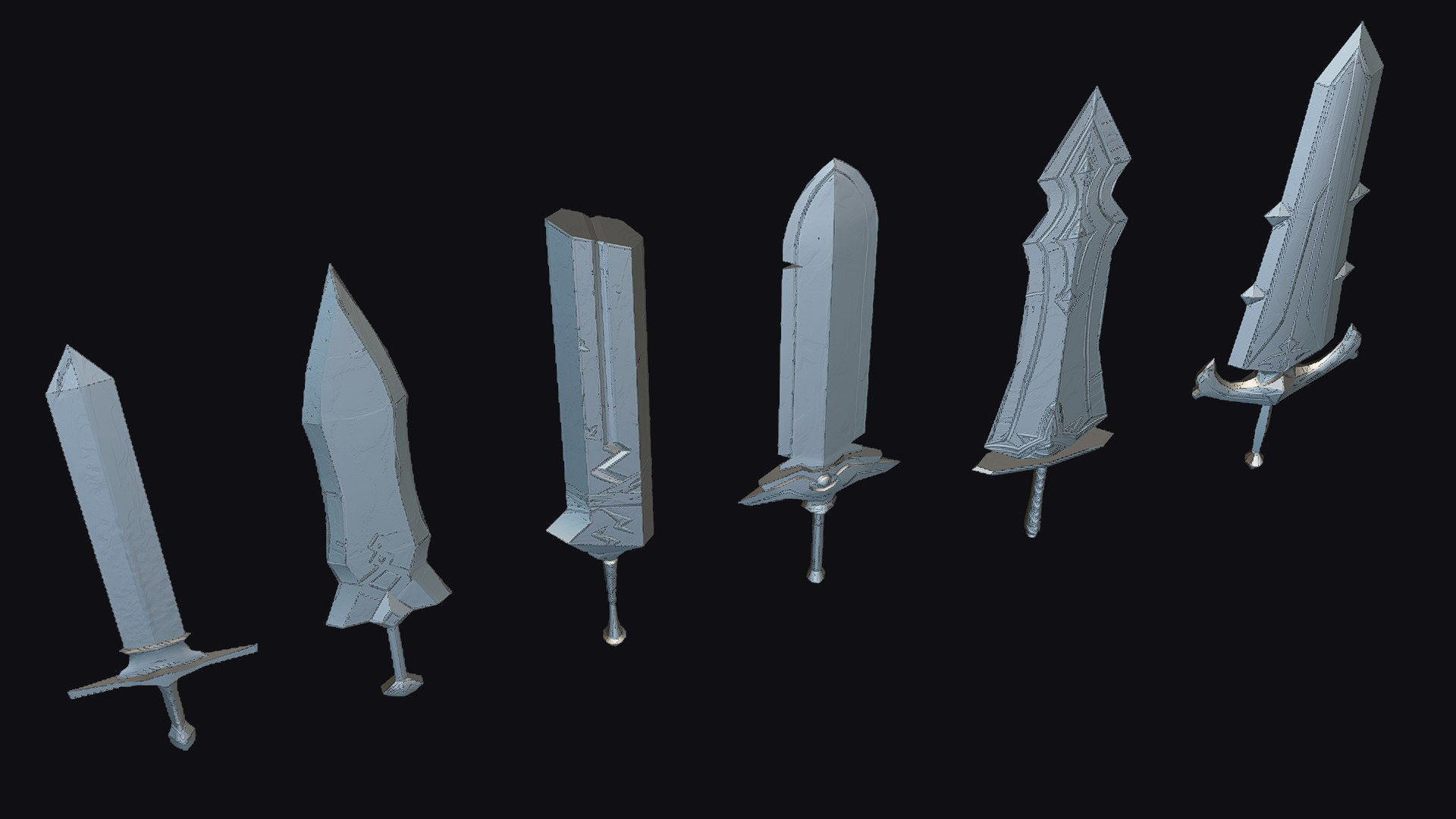 Sword Edged Weapon Two Handed Medieval Melee Knife Iron Blade Low-poly 3D model_16