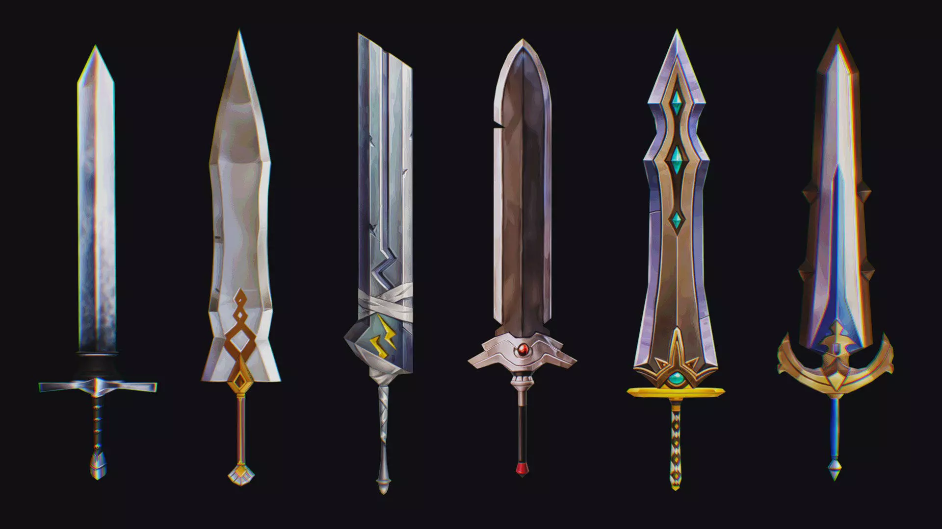 Sword Edged Weapon Two Handed Medieval Melee Knife Iron Blade Low-poly 3D model_0