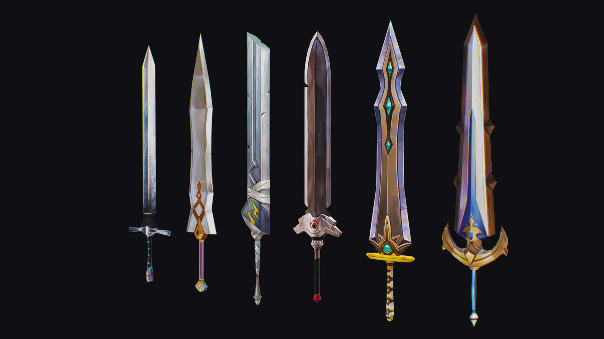 Sword Edged Weapon Two Handed Medieval Melee Knife Iron Blade Low-poly 3D model_2