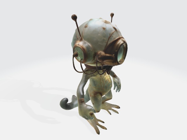 Creature worn brass diving helmet 3D model_3