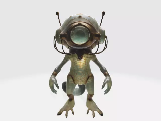  Creature worn brass diving helmet 3D model_0