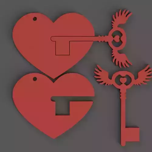 Love Key to My Heart Couple Keychains  Perfect Gift Set