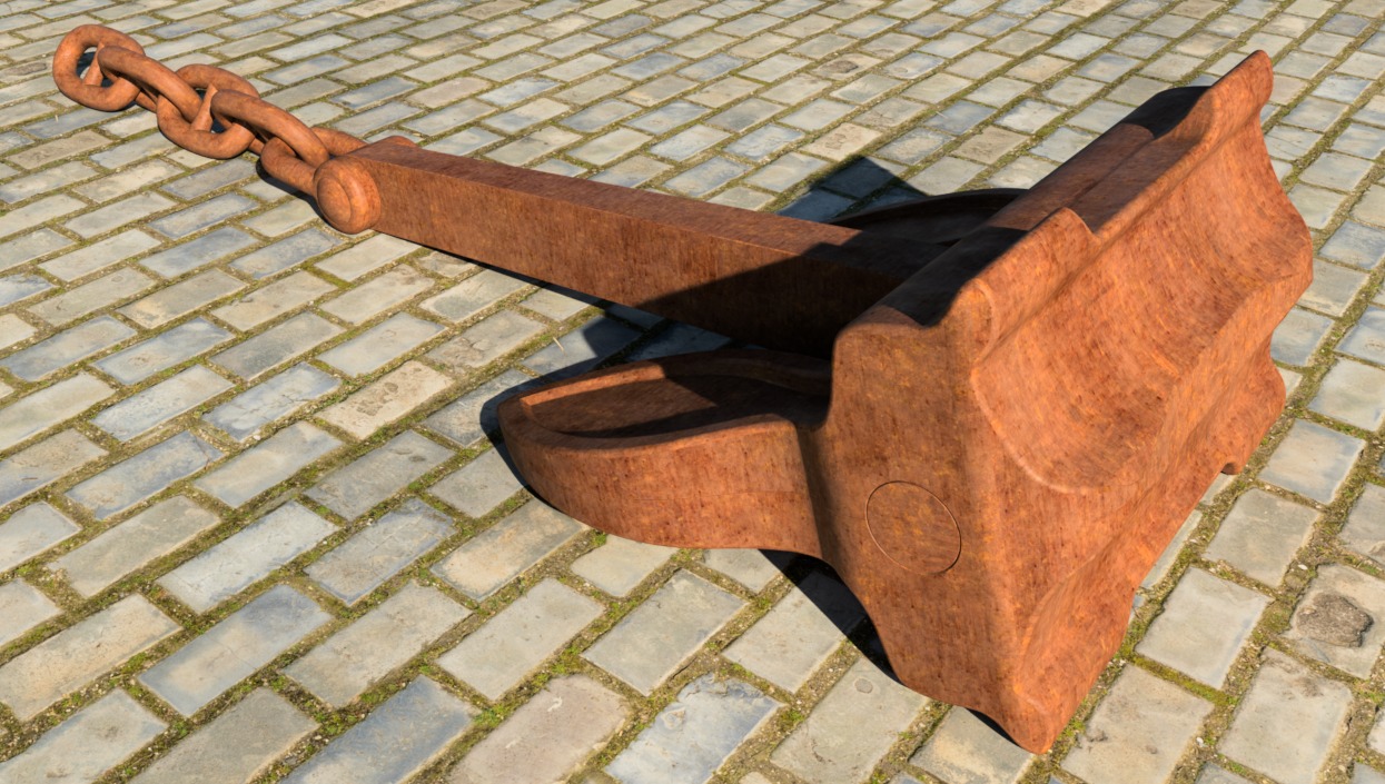 Big 9550kg Byers Anchor with Stud Link Chain 3D model_5
