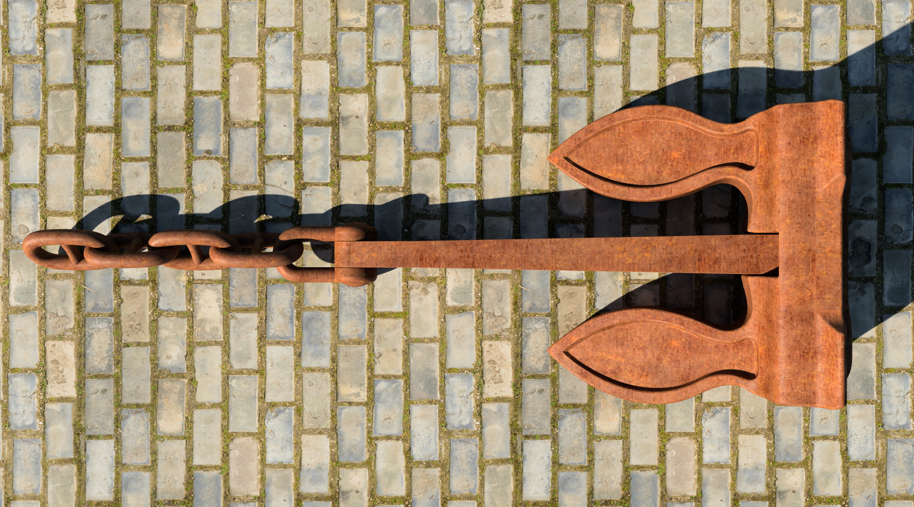 Big 9550kg Byers Anchor with Stud Link Chain 3D model_6