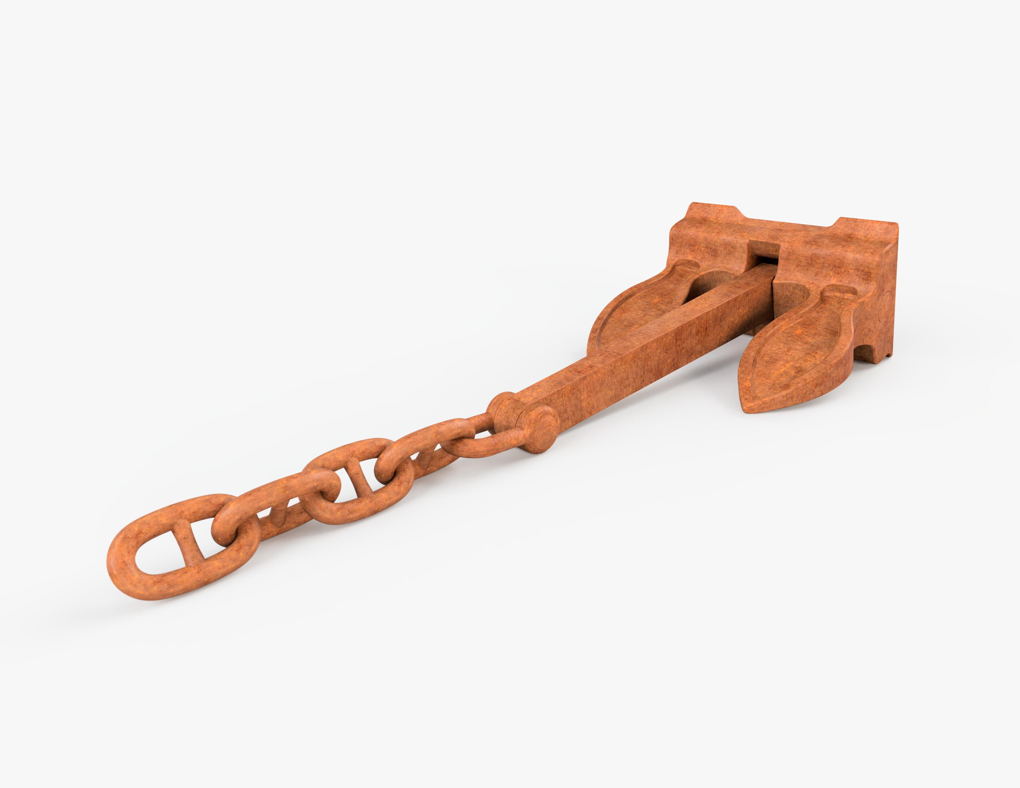 Big 9550kg Byers Anchor with Stud Link Chain 3D model_10
