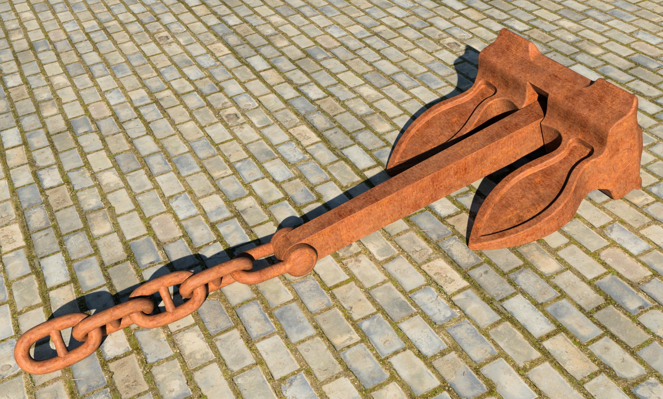 Big 9550kg Byers Anchor with Stud Link Chain 3D model_1