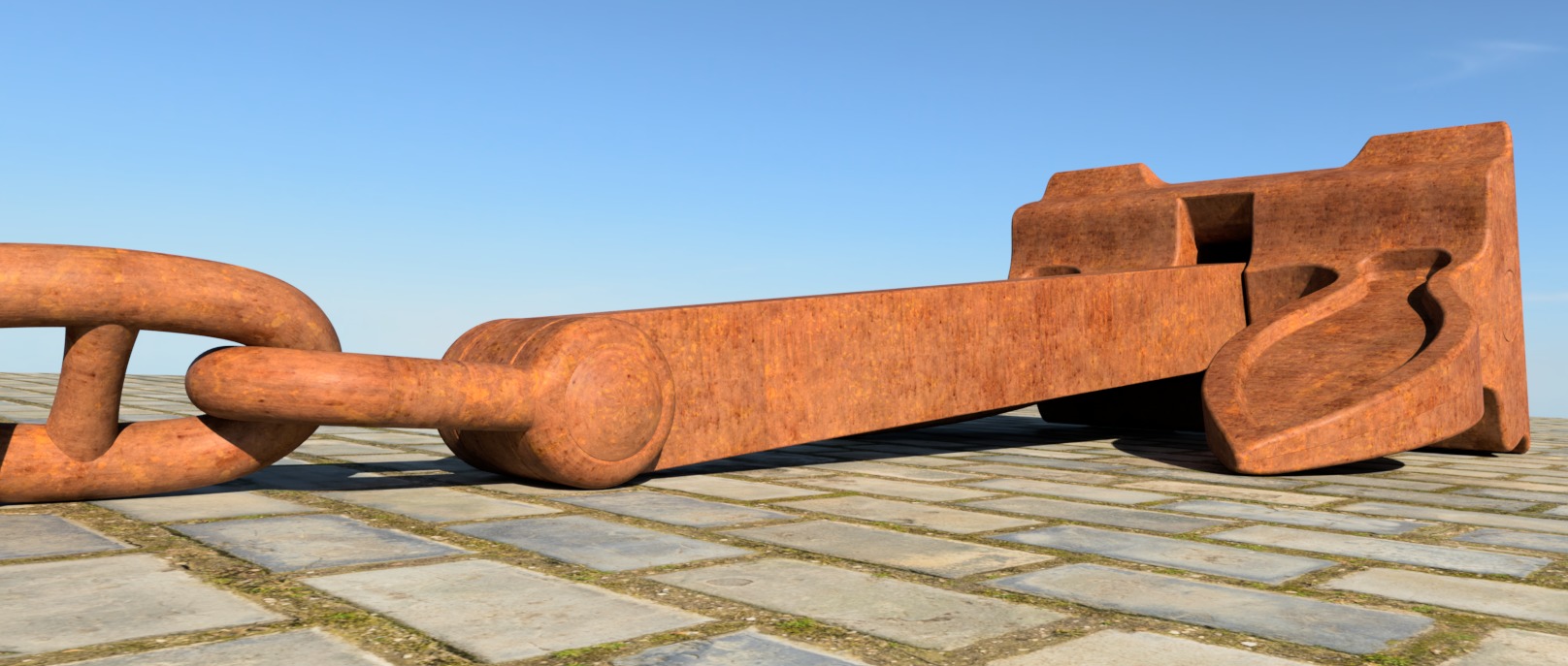 Big 9550kg Byers Anchor with Stud Link Chain 3D model_4