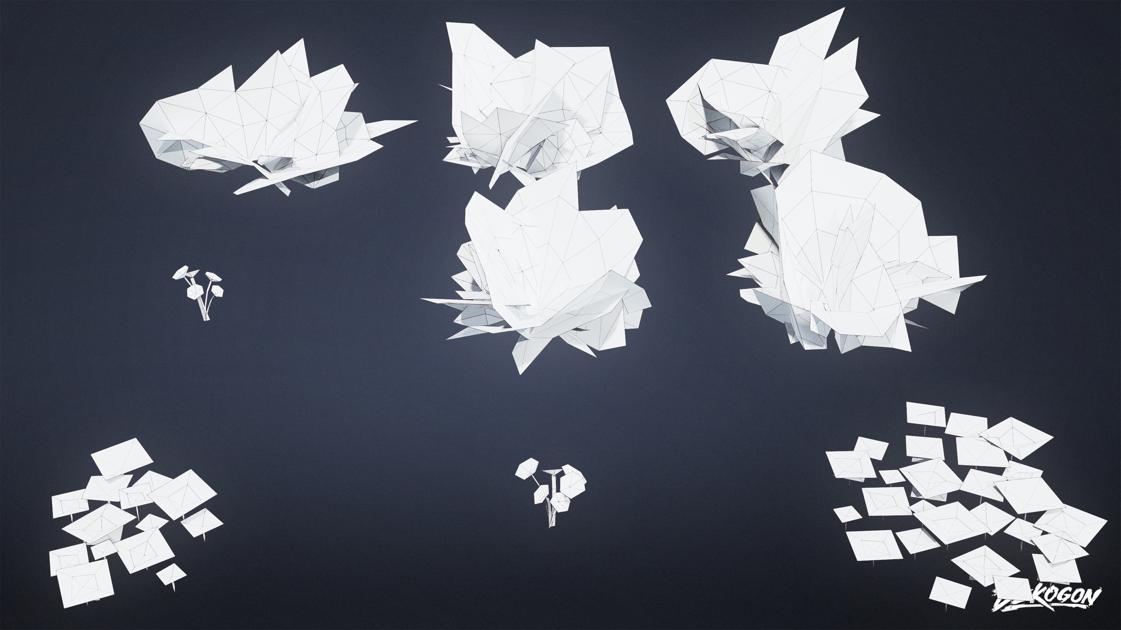 FOLIAGE - Grass Set 01 - LOW POLY AND NANITE Low-poly 3D model_9