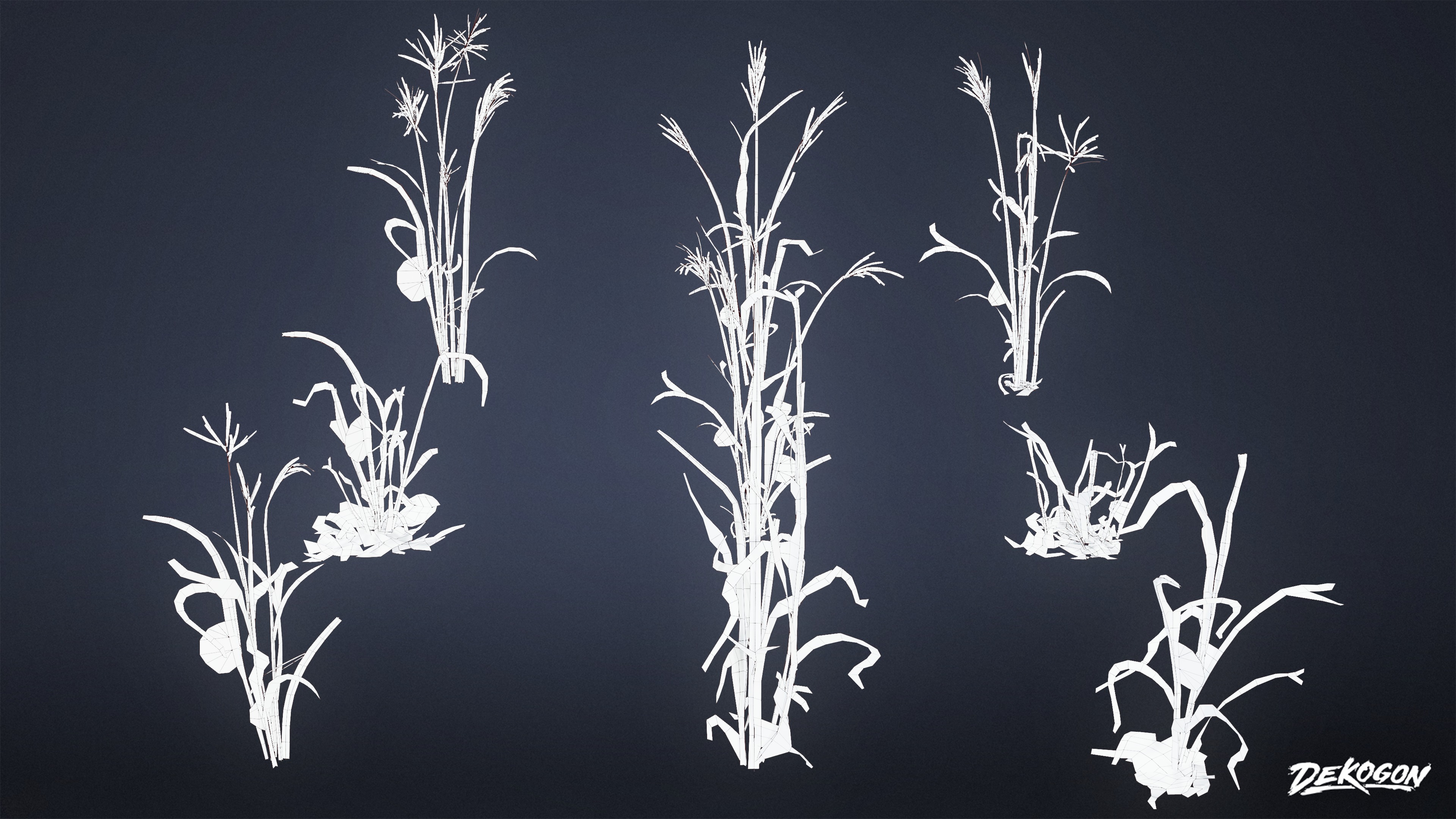 FOLIAGE - Grass Tall Wild 01 - LOW POLY Low-poly 3D model_9