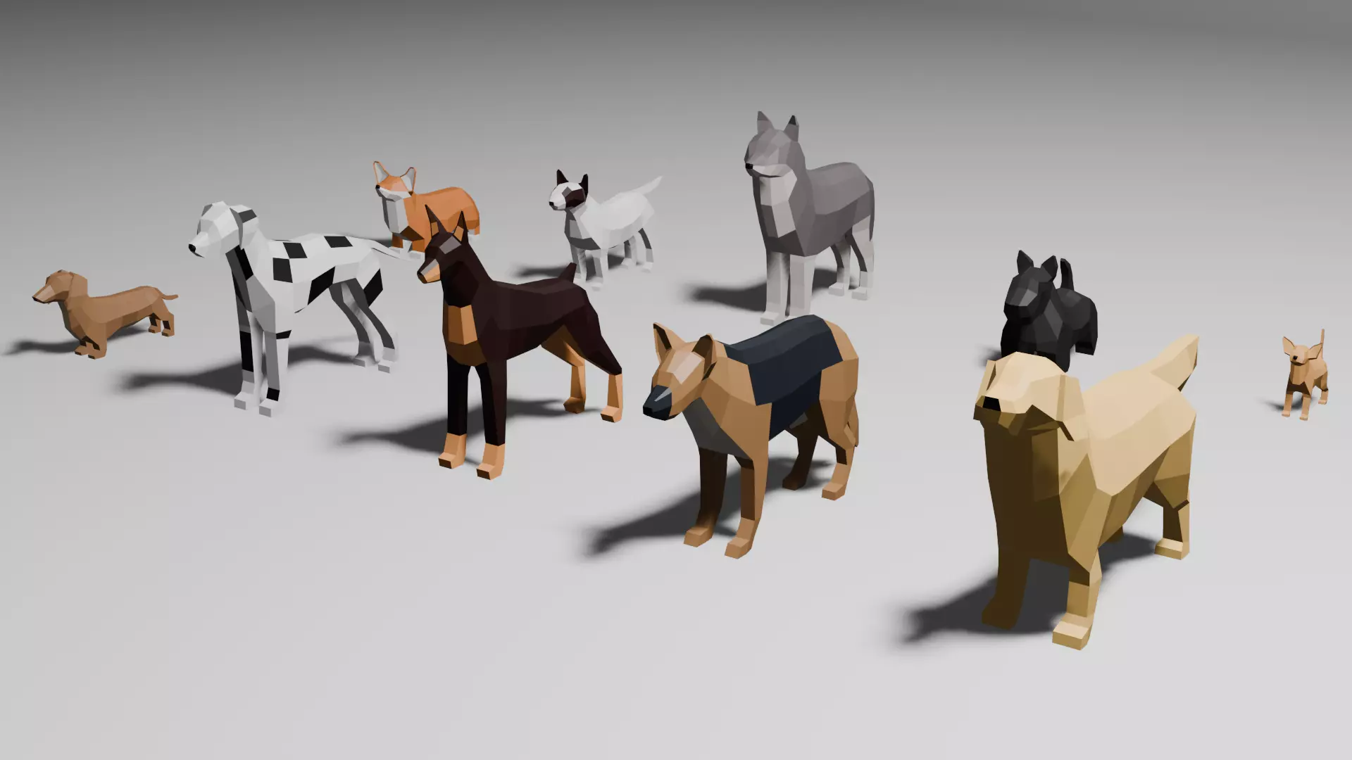 LowPoly Dogs pack Low-poly 3D model_0