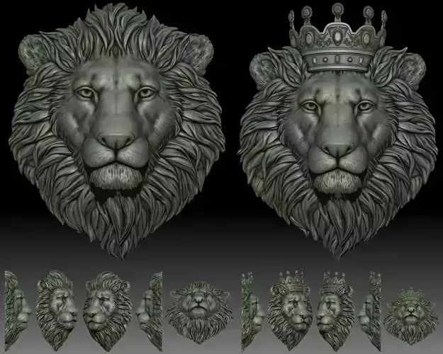 Lion head crowned