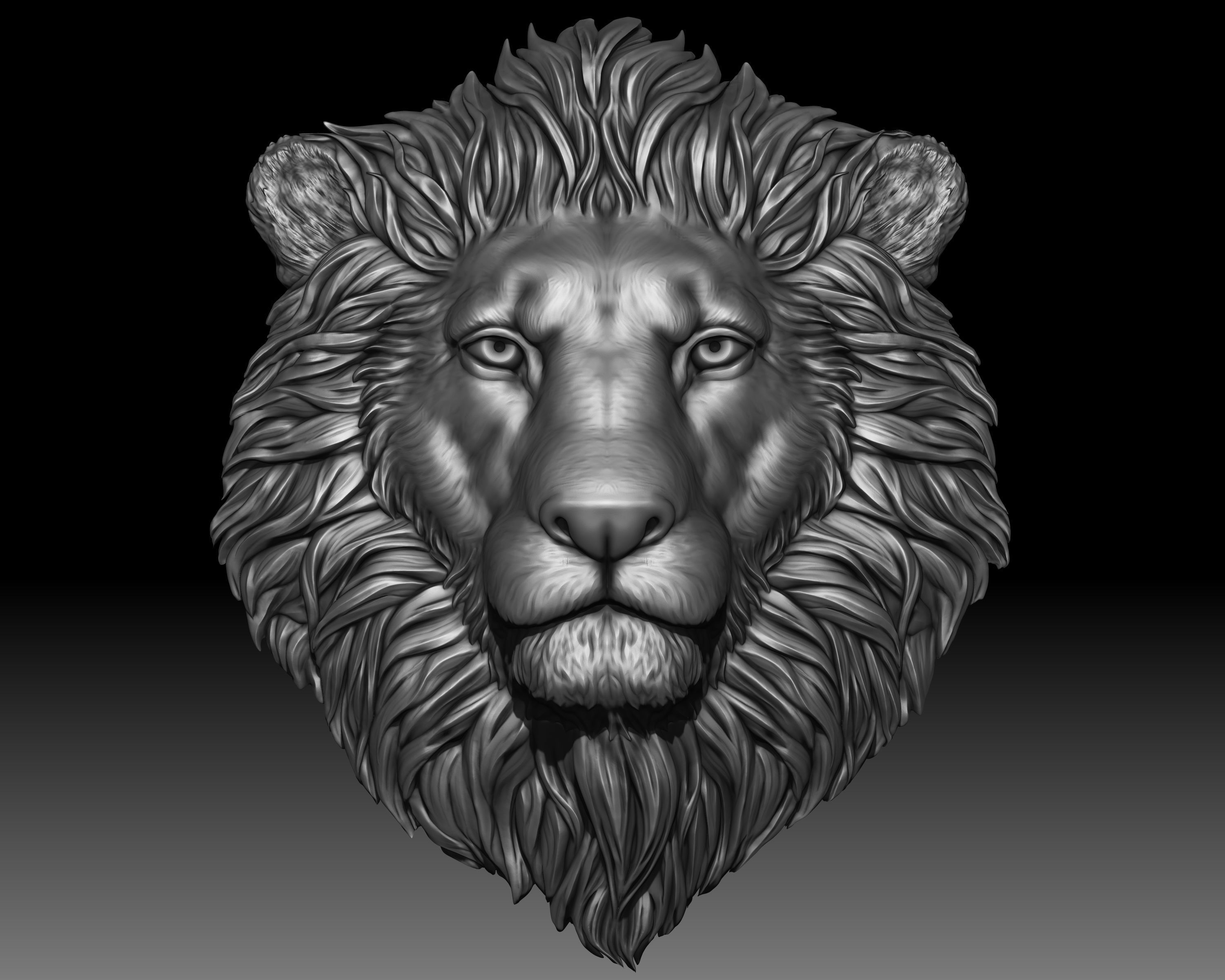 Lion head crowned 3D print model_6