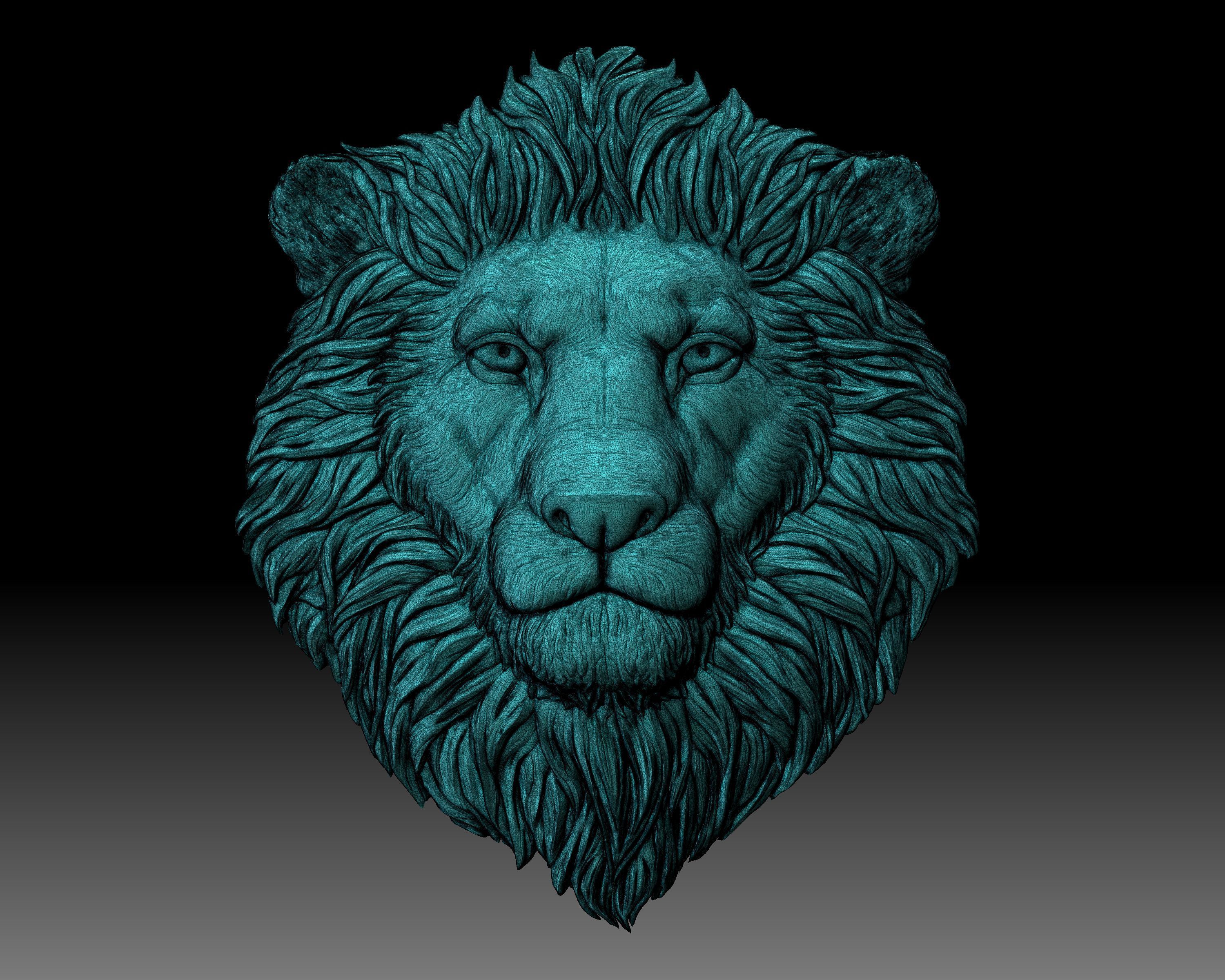Lion head crowned 3D print model_7