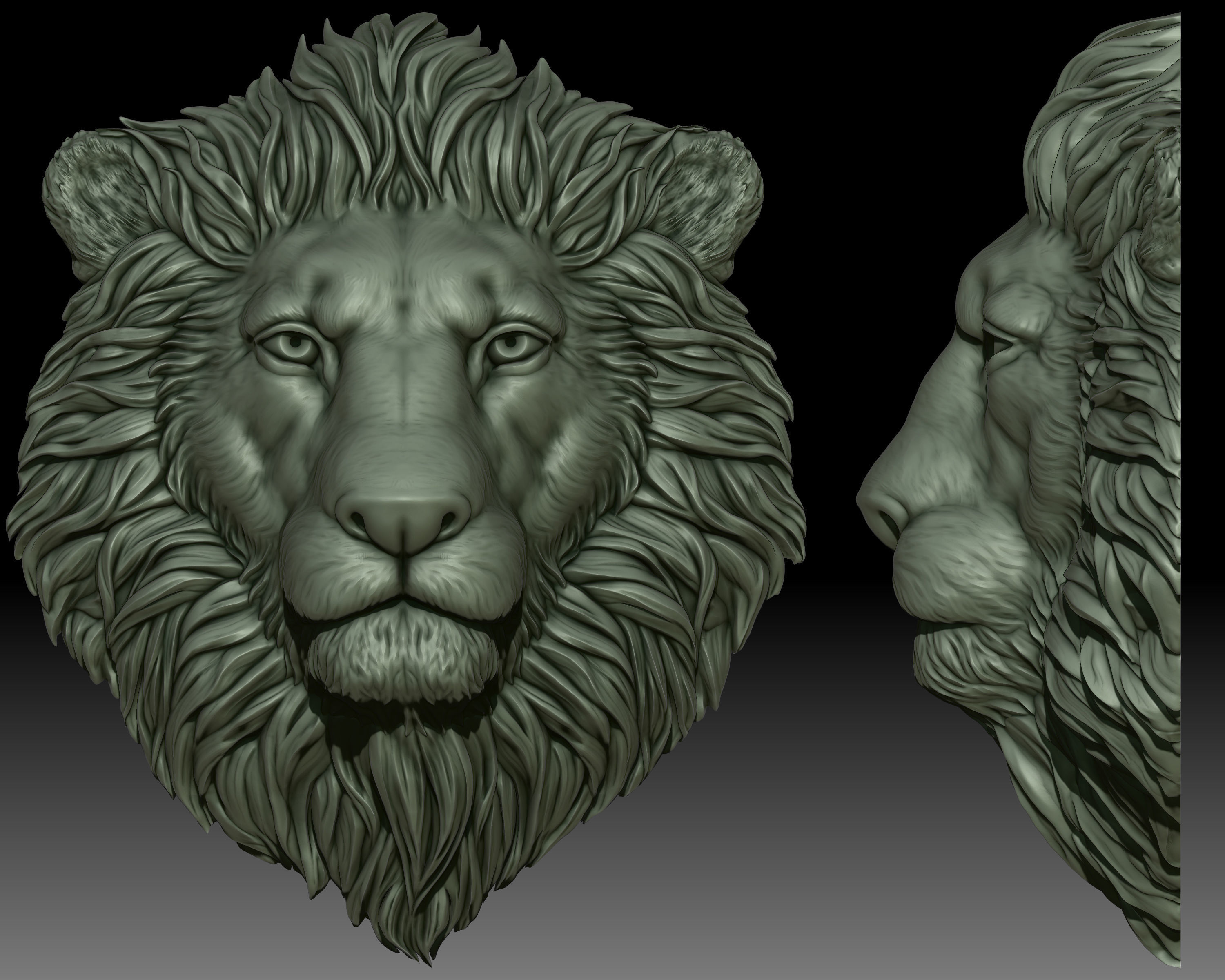 Lion head crowned 3D print model_2