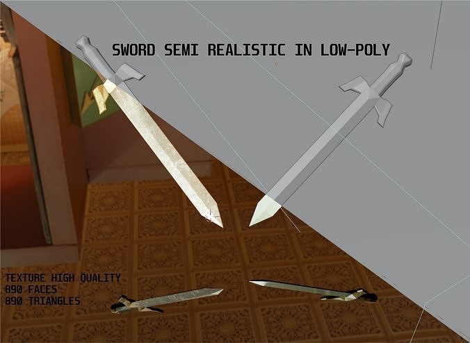 Semi-Realistic and Cartoon Sword - Low Poly Game Asset Low-poly 3D model