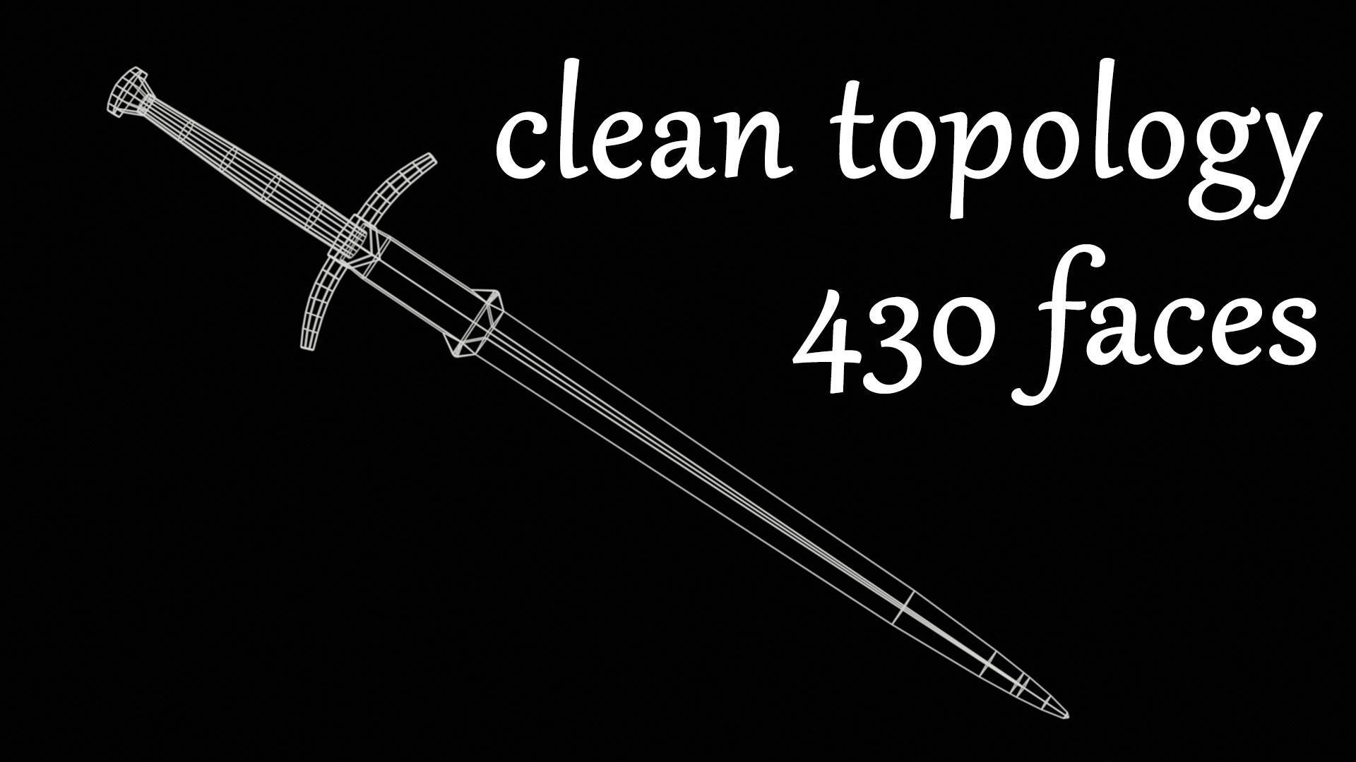 Simple LP Sword GameReady Asset 4k PBR Textures Low-poly 3D model_1