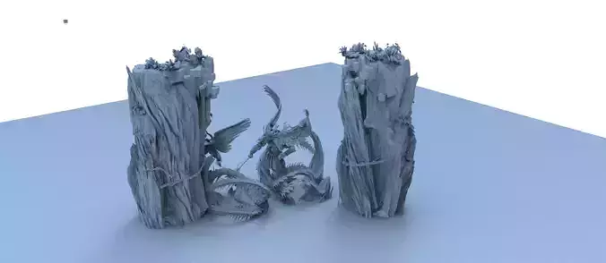 floating Asian rocks 3D model