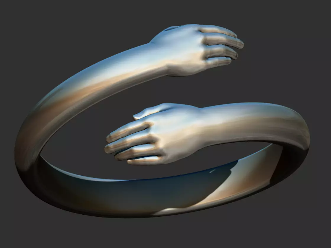 Hug hands Ring 3D print model_0