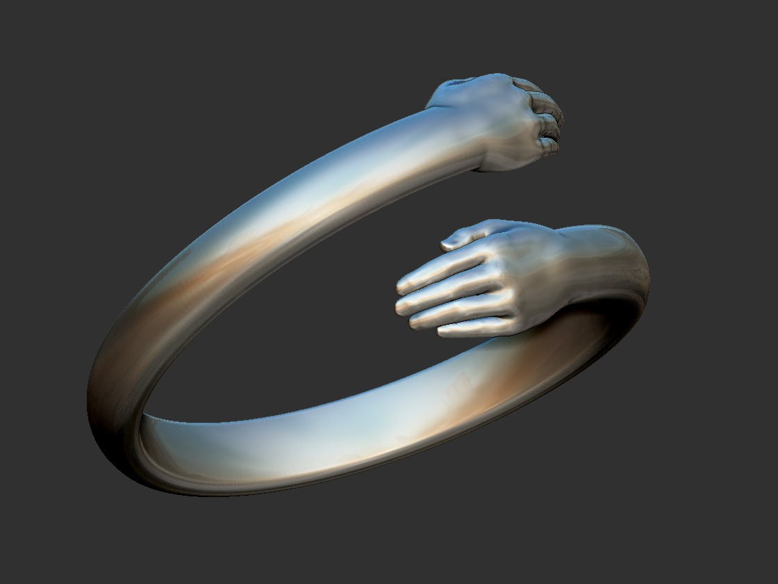 Hug hands Ring 3D print model_1