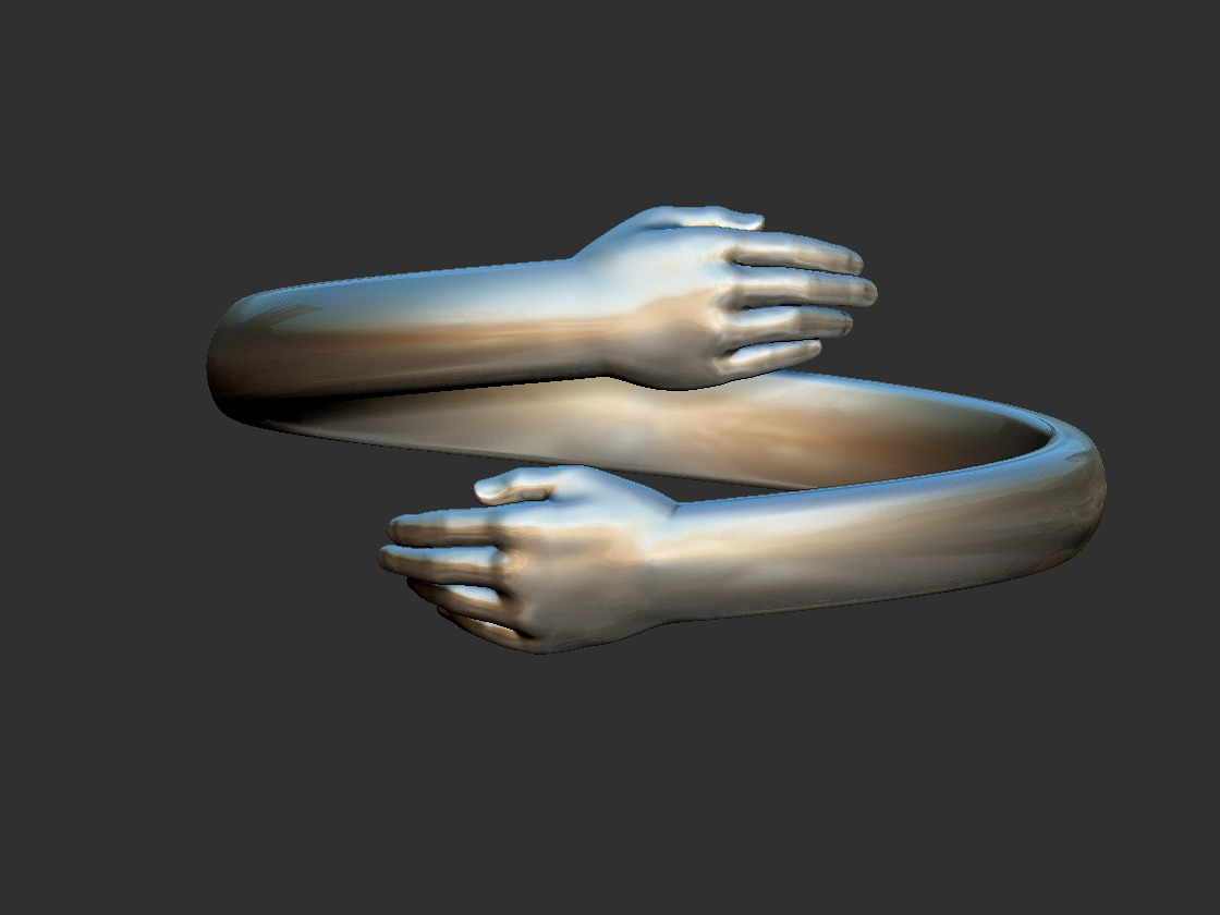 Hug hands Ring 3D print model_8