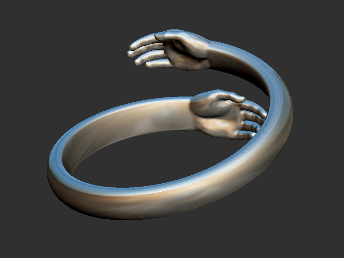 Hug hands Ring 3D print model_4