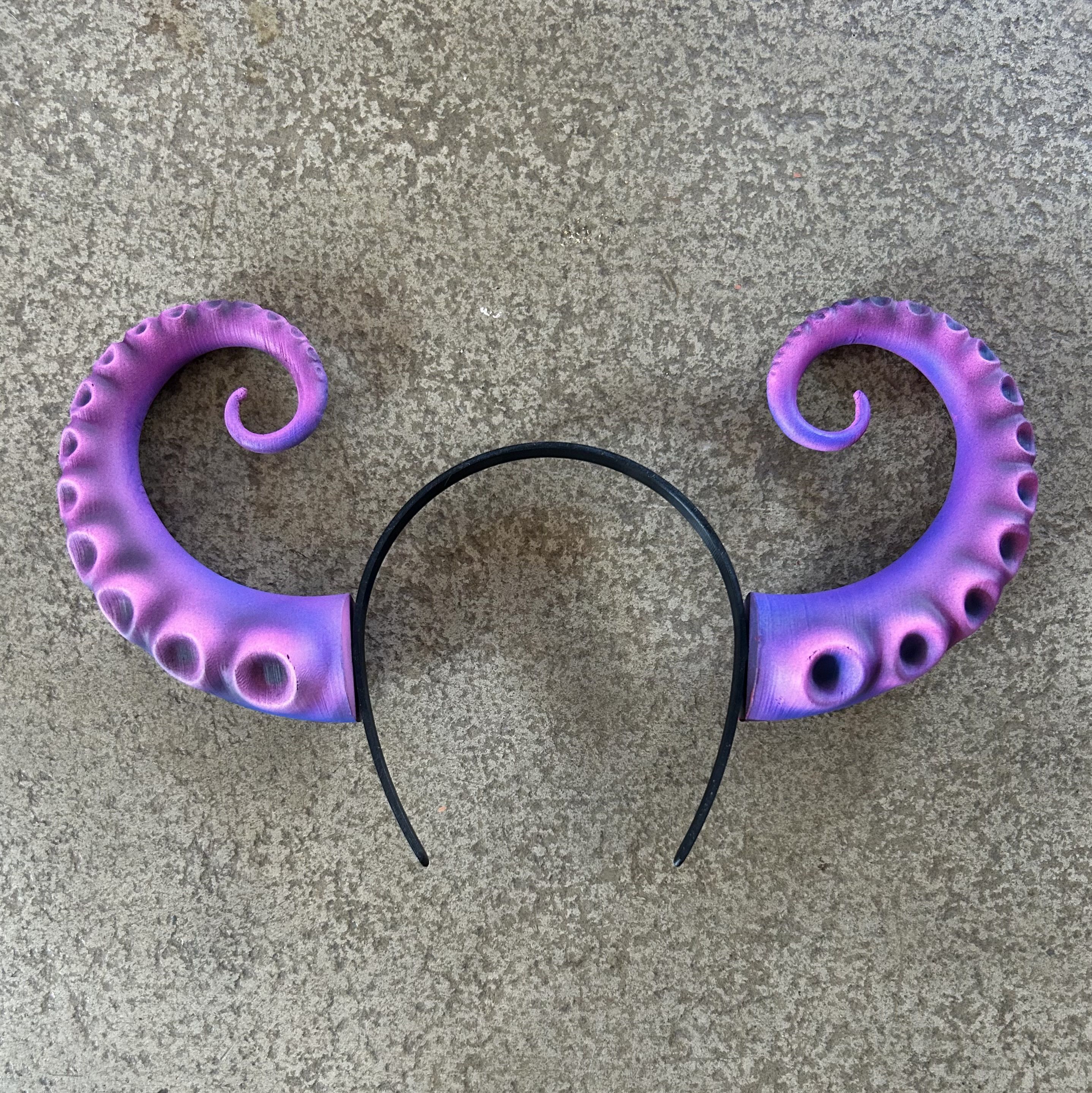 Headband Set Tentacles Mermaid and Demon Horns 3D print model_3
