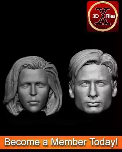X-files Head Sculpts - Scully and Mulder - Custom Action Figure 