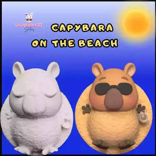 Capybara on the Beach 3D print model
