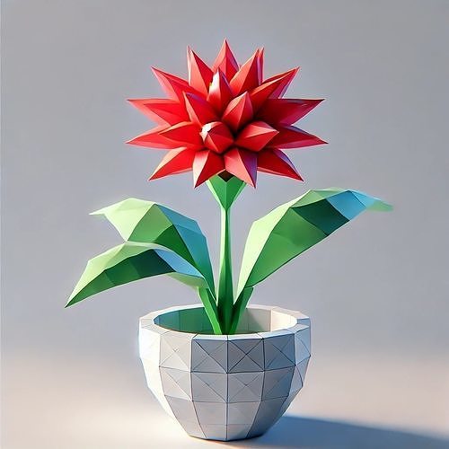 Low-Poly Flower Figurine 3D model