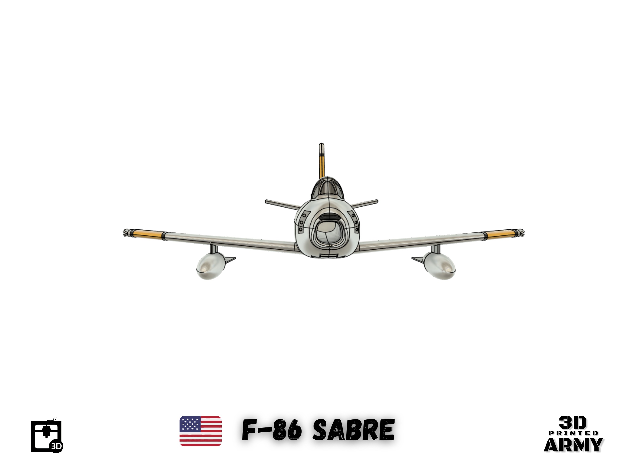 North American F-86 SABRE  jet fighter - 3D printing 3D print model_8