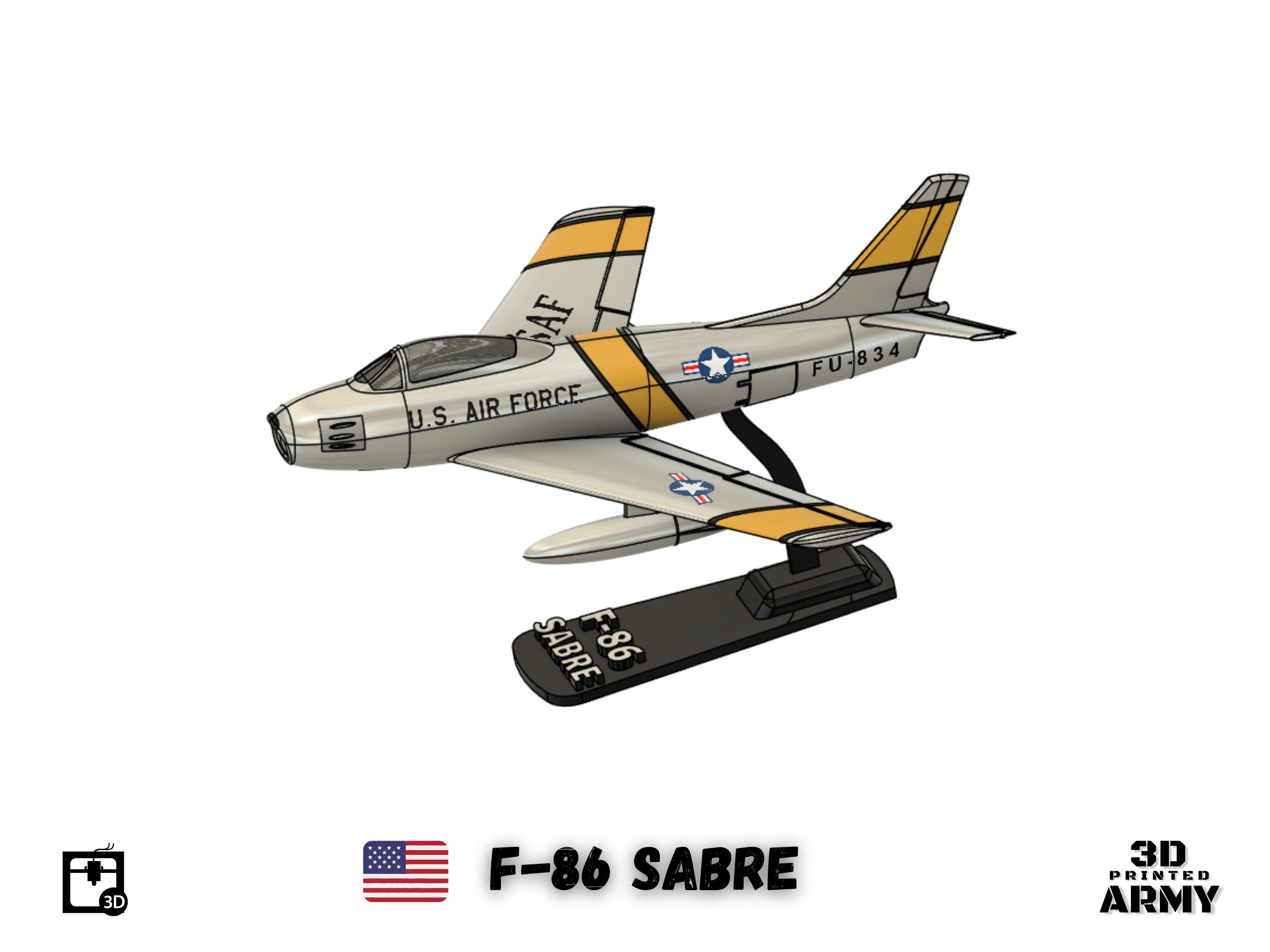 North American F-86 SABRE  jet fighter - 3D printing 3D print model_5