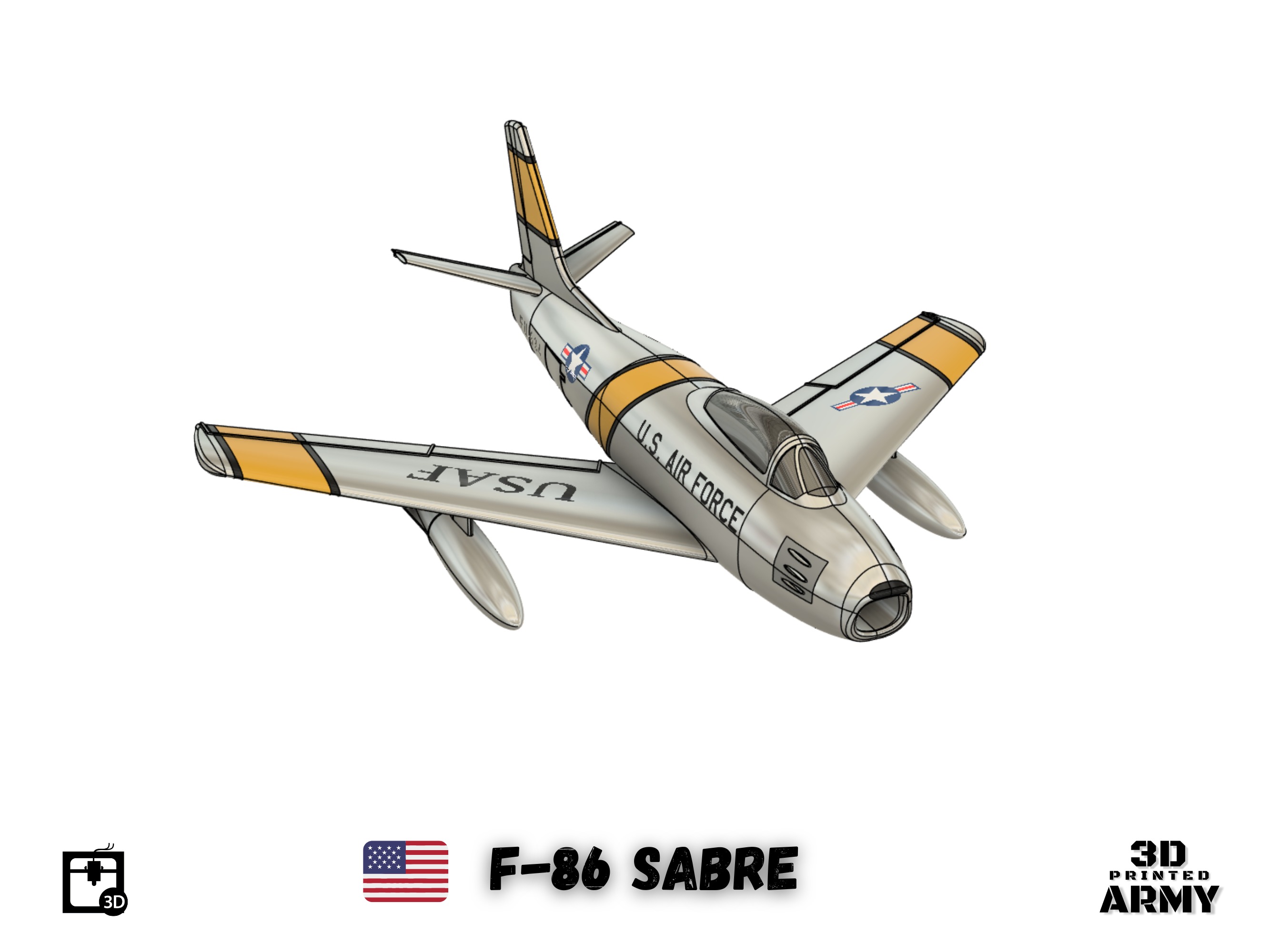 North American F-86 SABRE  jet fighter - 3D printing 3D print model_3