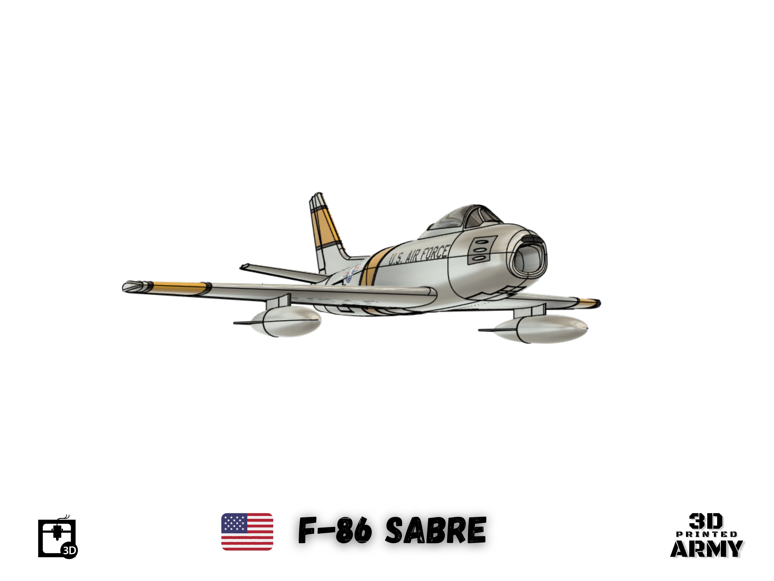 North American F-86 SABRE  jet fighter - 3D printing 3D print model_4