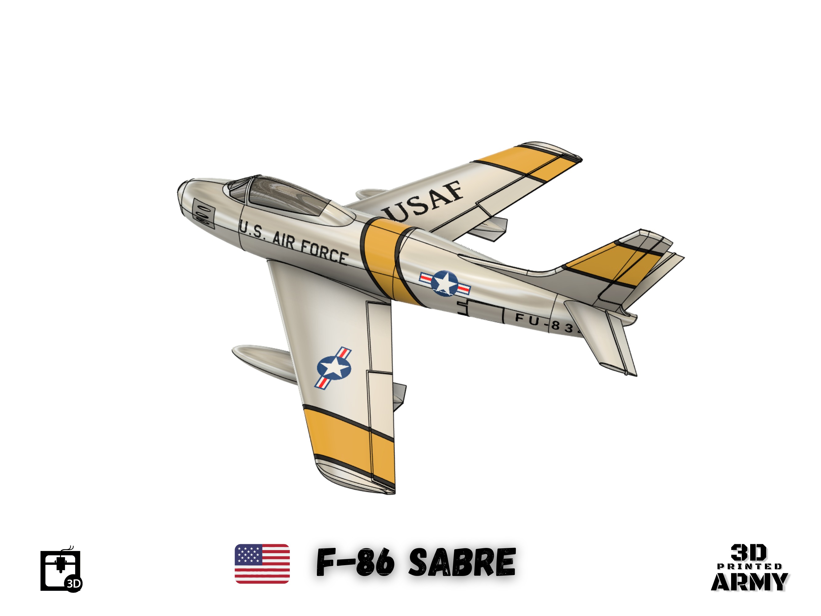 North American F-86 SABRE  jet fighter - 3D printing 3D print model_2