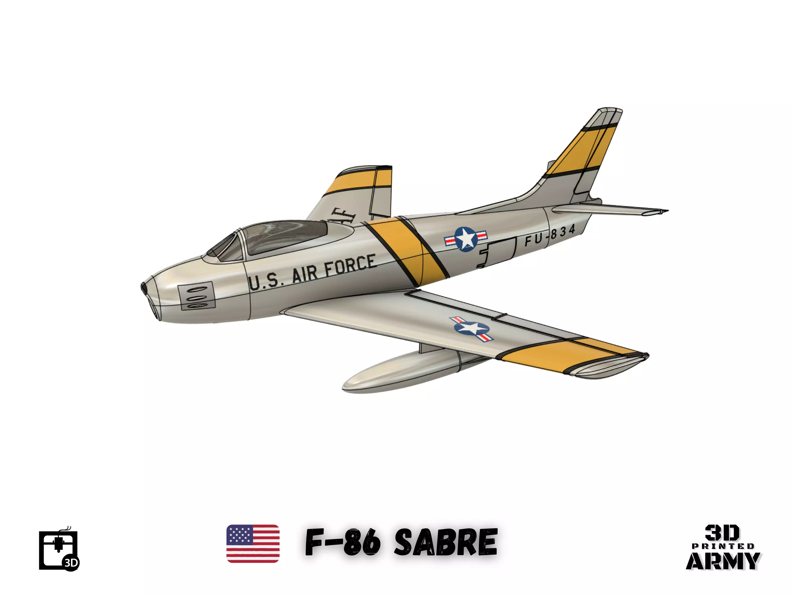 North American F-86 SABRE  jet fighter - 3D printing 3D print model_0