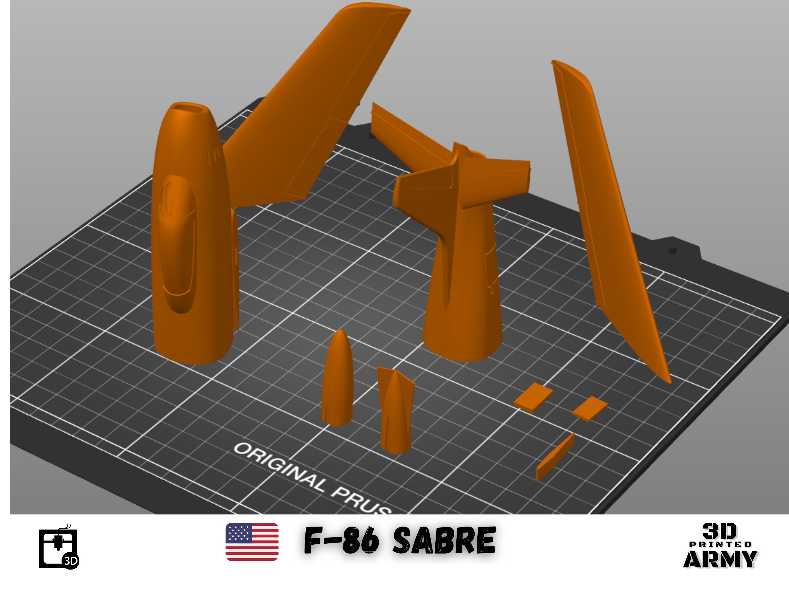 North American F-86 SABRE  jet fighter - 3D printing 3D print model_9