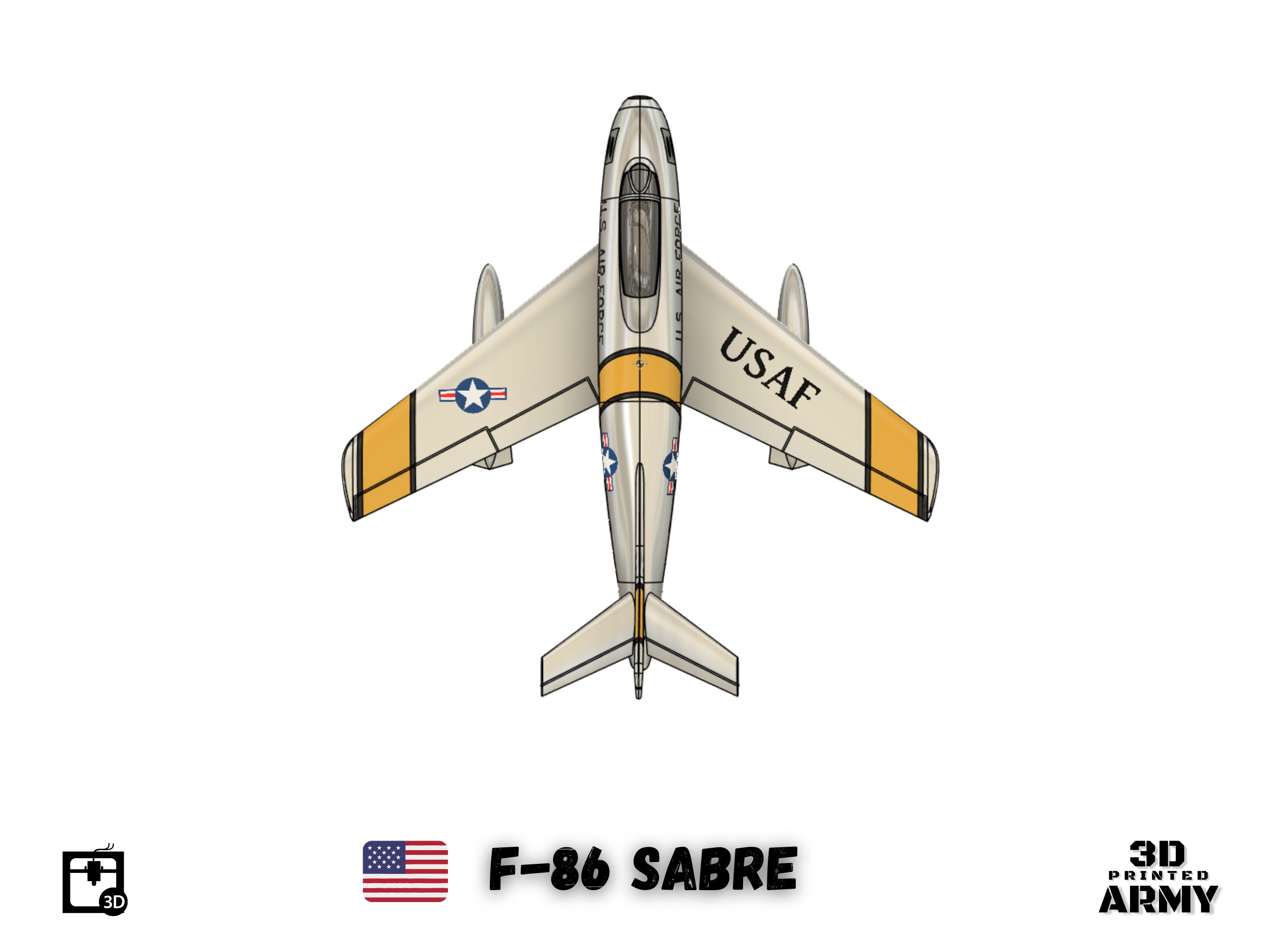 North American F-86 SABRE  jet fighter - 3D printing 3D print model_7