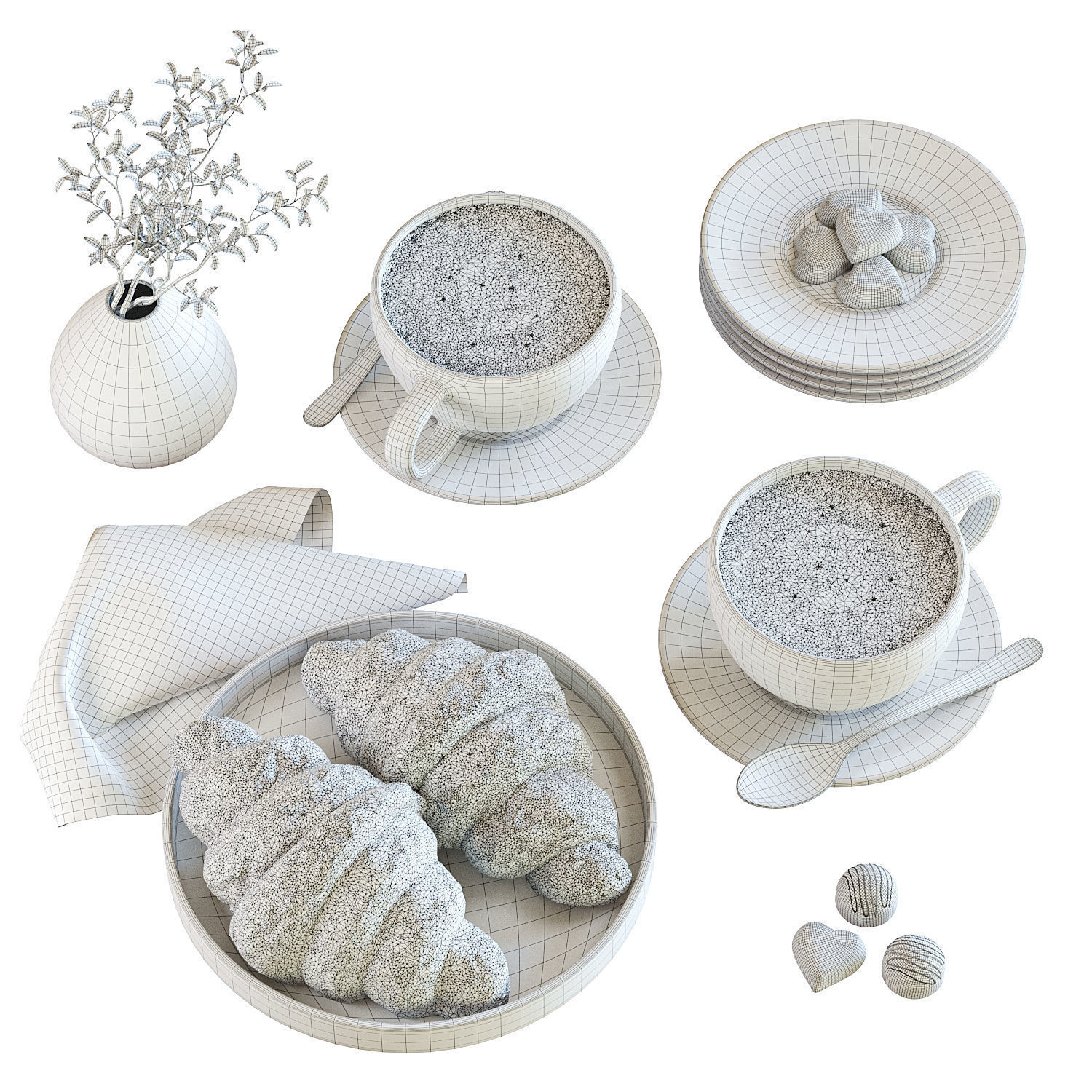 Valentines Coffee Set 4K PBR 3D model_5