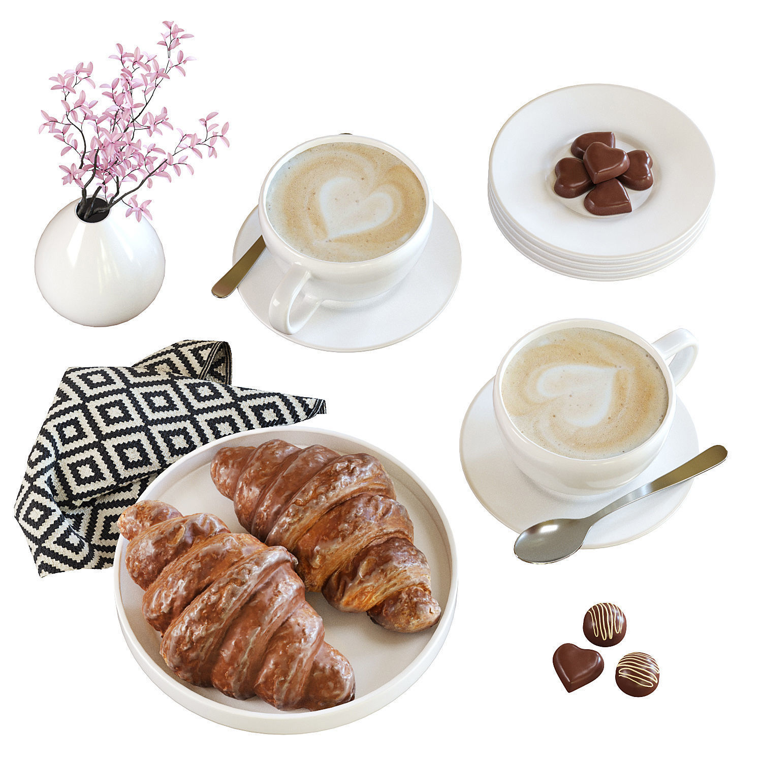 Valentines Coffee Set 4K PBR 3D model_0