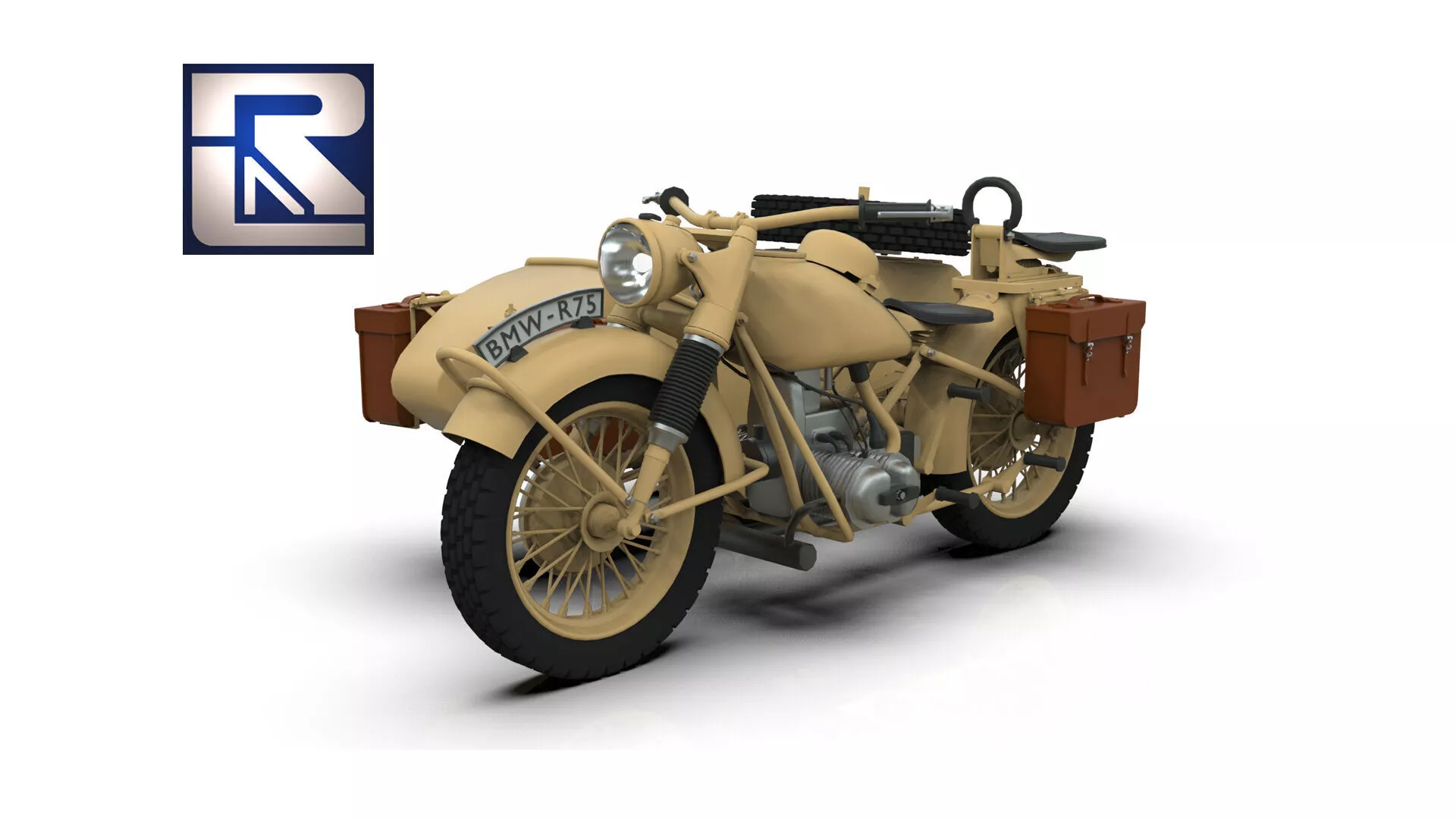 Motorcycle with sidecar 1941 3D model
