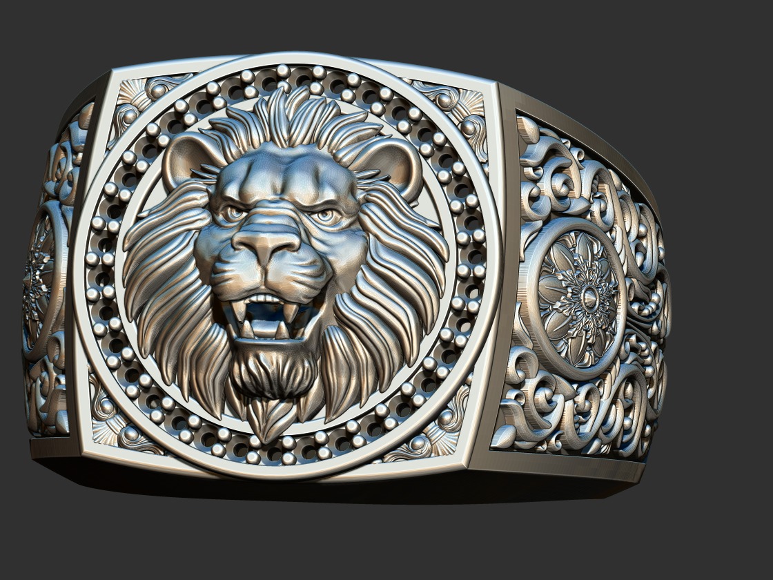 Arabesque Lion Ring 3D print model_8