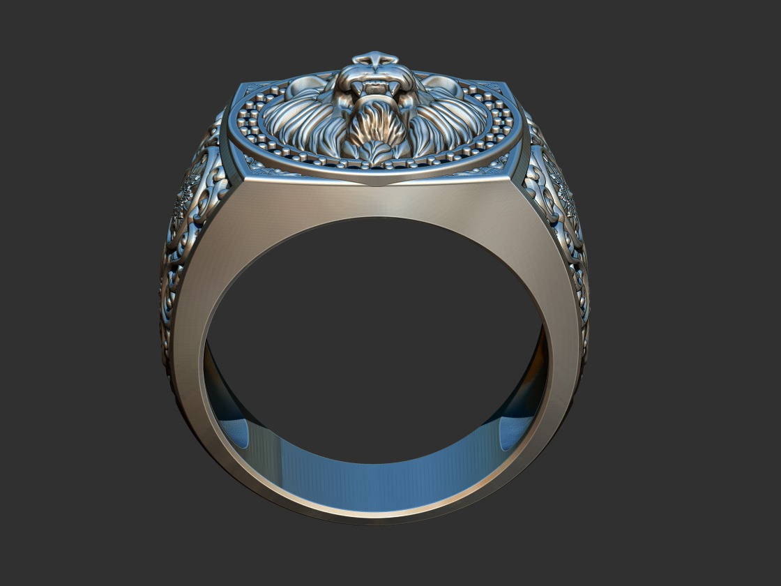 Arabesque Lion Ring 3D print model_4