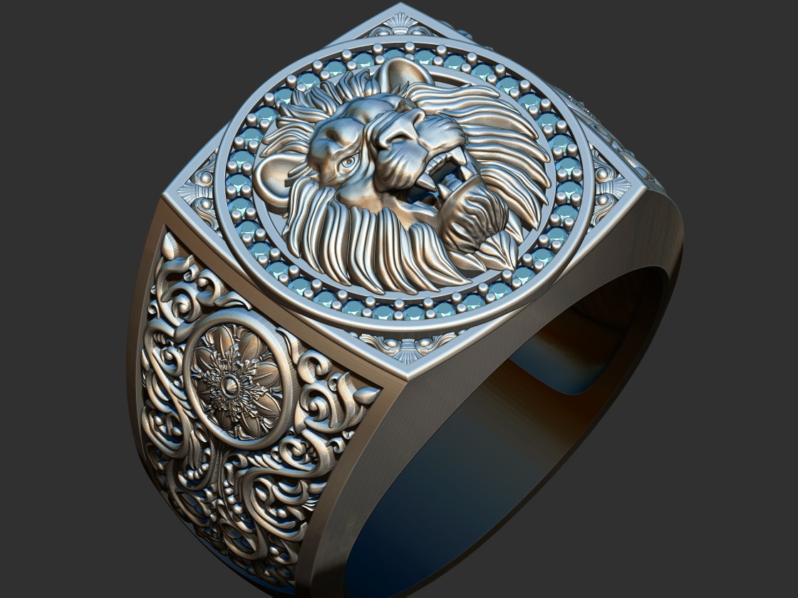 Arabesque Lion Ring 3D print model_6
