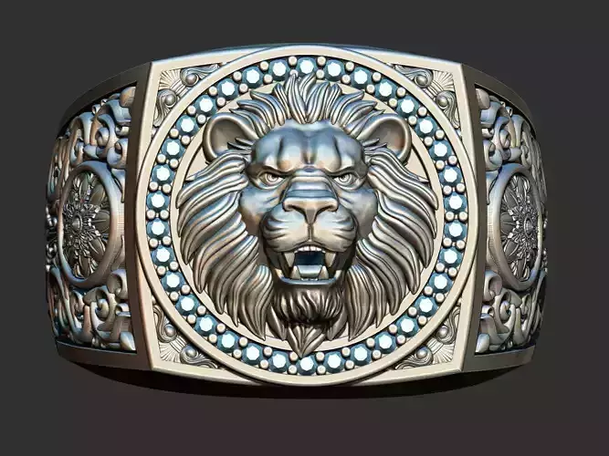 Arabesque Lion Ring 3D print model