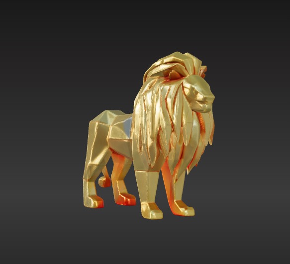 Low-Poly Lion Figurine 3D model_4